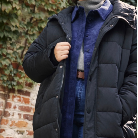 New Free People x Universal Standard Black long Puffer w/ hoodie Jacket Sz 10-12 - Picture 2 of 16